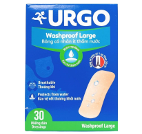 Băng cá nhân ít thấm nước Urgo Waterproof Large 3.8 *7.2cm (30 cái)