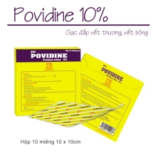 Gạc Povidine 10% Hộp 10 Miếng - Giúp Đắp Vết Thương Hiệu Quả