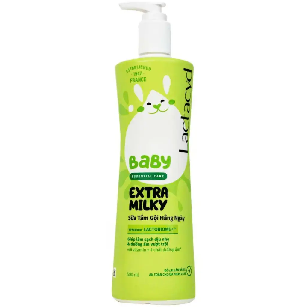 Sữa tắm gội Lactacyd baby essential care extra milky 500ml