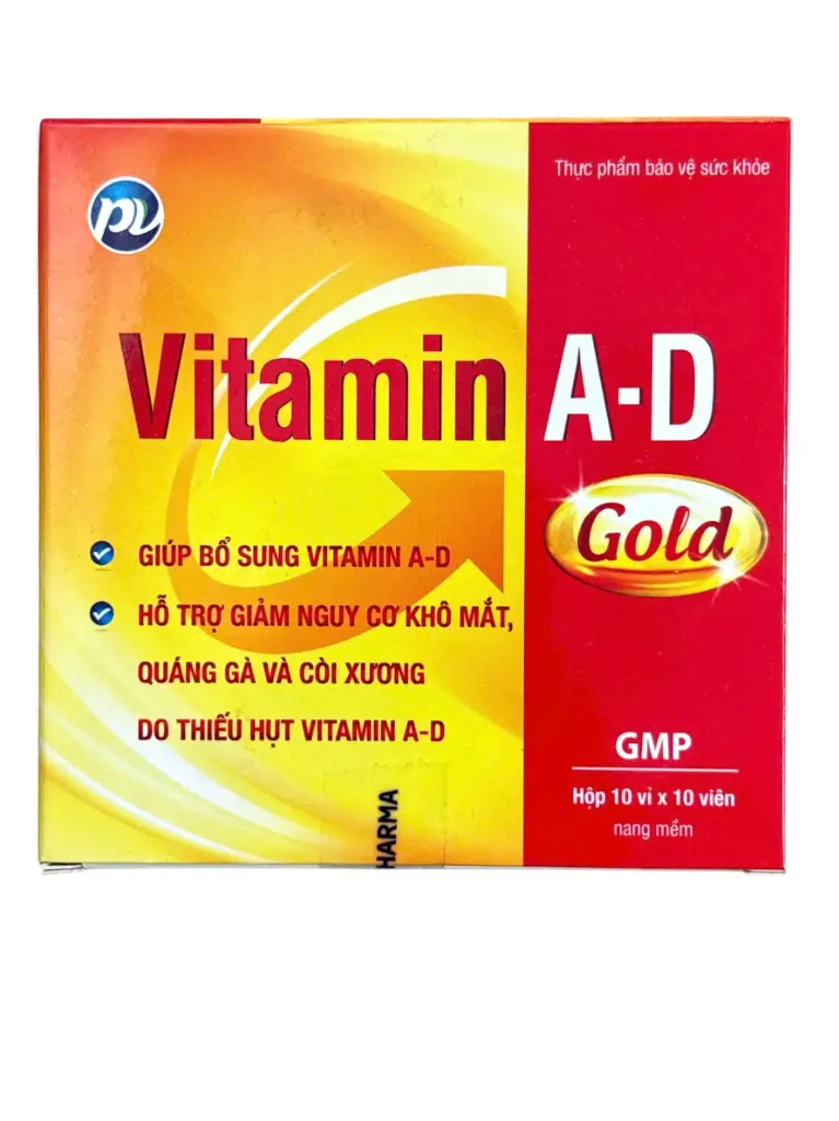 Vitamin A-D Gold PV Pharma (Hộp 10 vỉ x 10 viên)