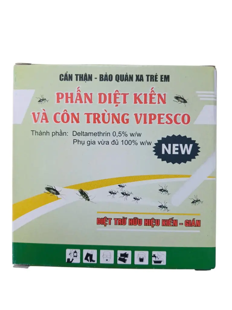 Phấn diệt kiến và côn trùng Vipesco (Hộp 10 cây)