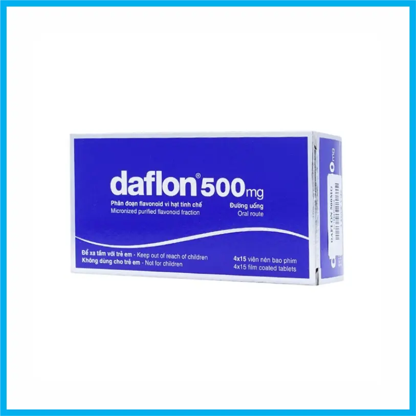 Daflon 500mg (Hộp 4 vỉ x 15 viên)