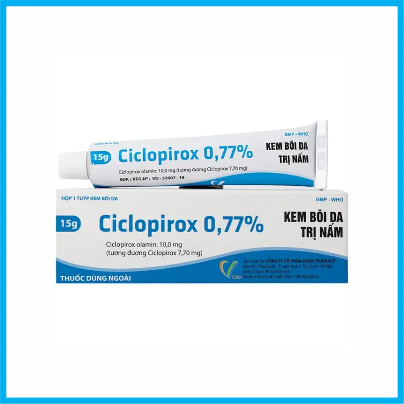 Kem bôi da trị nấm Ciclopirox 0.77%