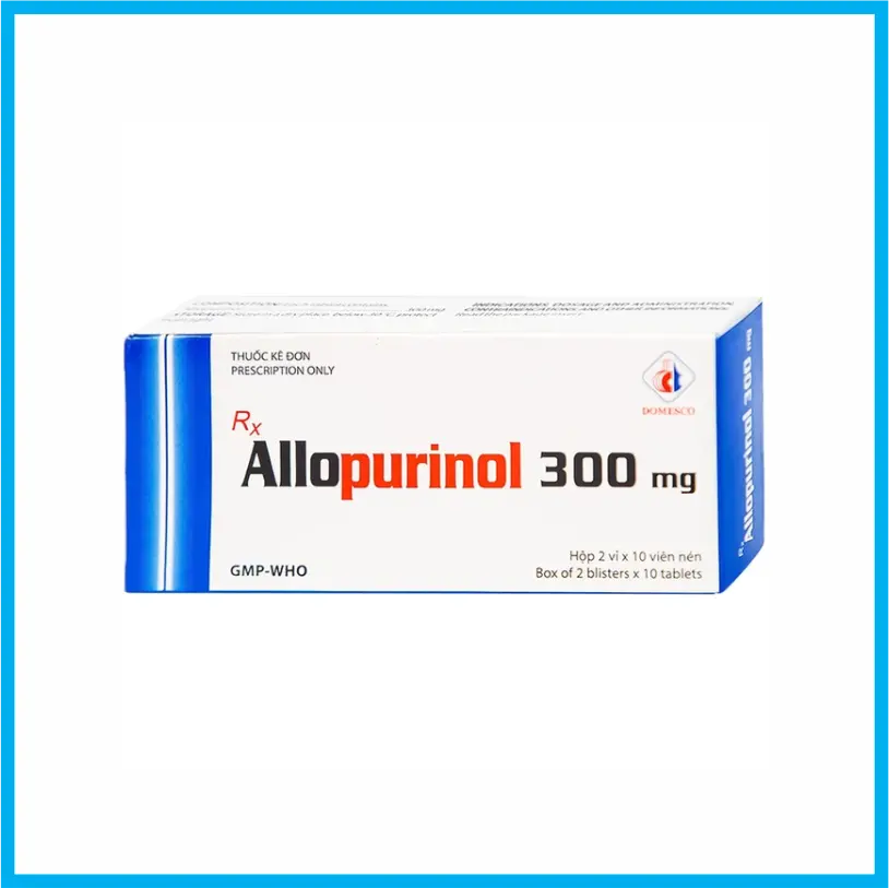 Allopurinol 300mg Domesco (Hộp 2 vỉ x 10 viên)