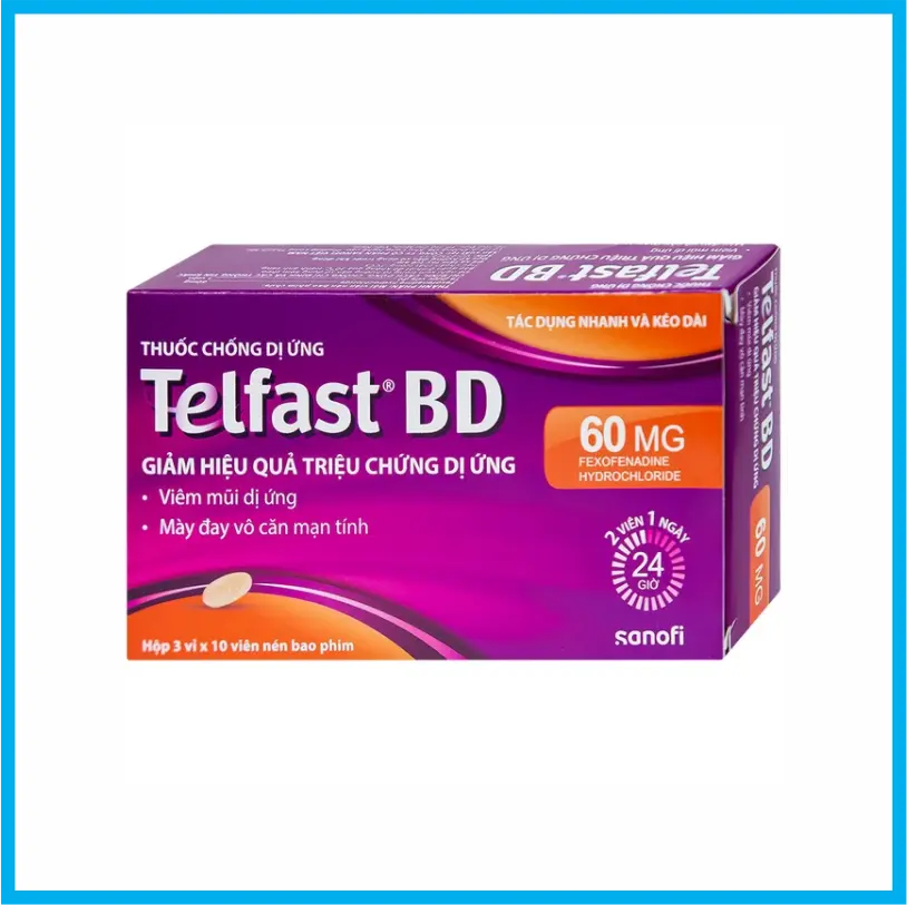 Telfast BD 60mg (Hộp 3 vỉ x 10 viên)