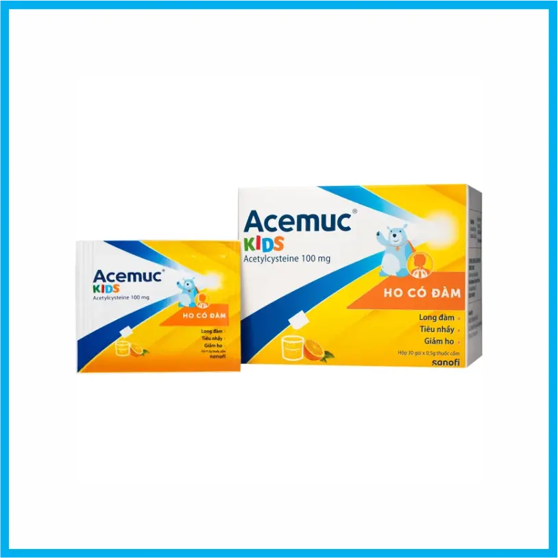 Acemuc Kids 100mg Sanofi (Hộp 30 gói)