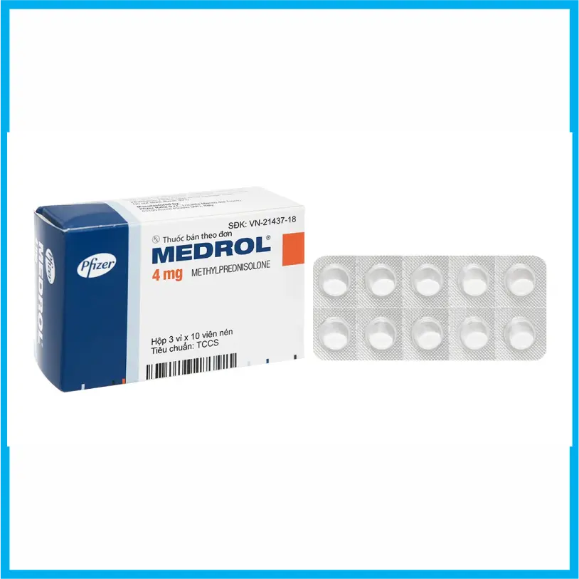 Medrol 4mg Pfizer (Hộp 3 vỉ x 10 viên)