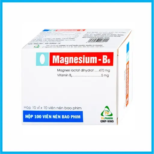 [MAGNESIUMB6_100VIEN_TKKD] Magnesium - B6 (Hộp 10 vỉ x 10 viên)