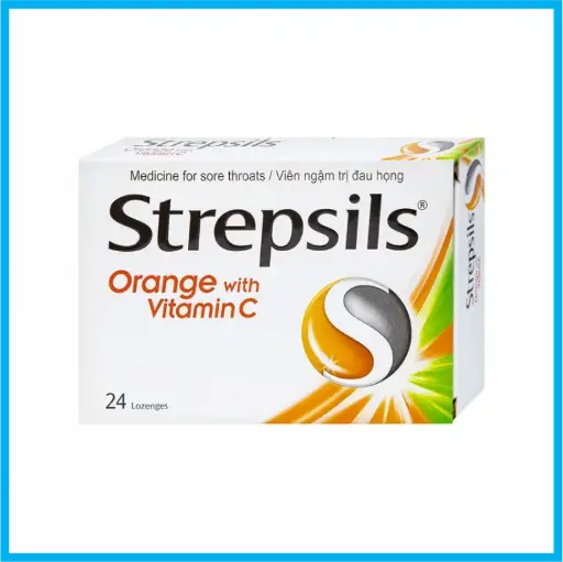[STREPSILSORANGE_2VI_TKKD] Strepsils Orange with Vitamin C (Hộp 2 vỉ x 12 viên)