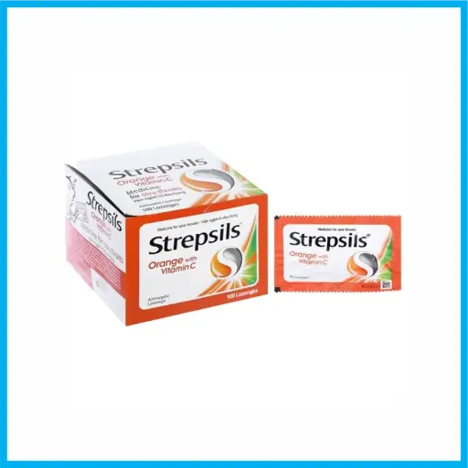 [STREPSILSORANGE_50GOI_TKKD] Strepsils Orange with Vitamin C (Hộp 50 gói x 2 viên)