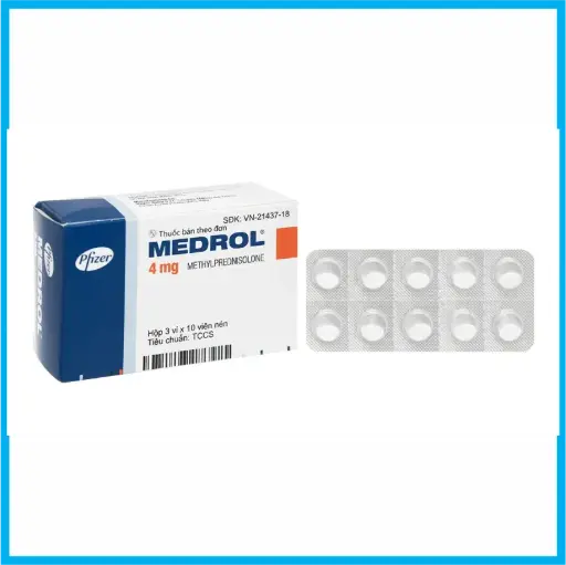 [MEDROL_4MG_TKD] Medrol 4mg Pfizer (Hộp 3 vỉ x 10 viên)