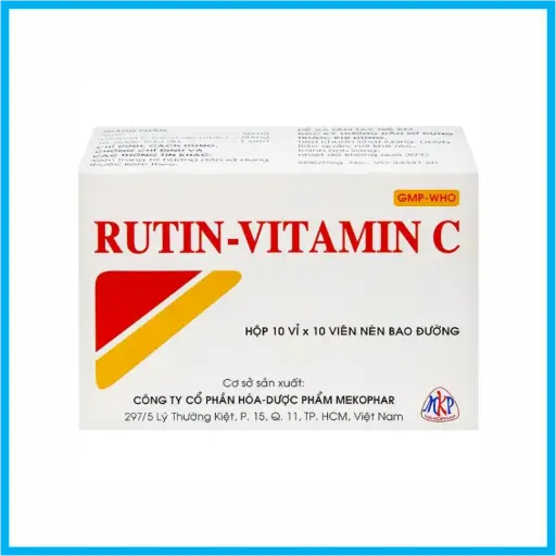 [RUTIN-VITAMINC_100VIEN_TKKD] Rutin-Vitamin C Mekophar (Hộp 10 vỉ x 10 viên)